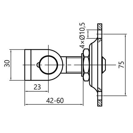 Zawias regulowany do przykręcenia M16 z szyldem 100x100x4 mm