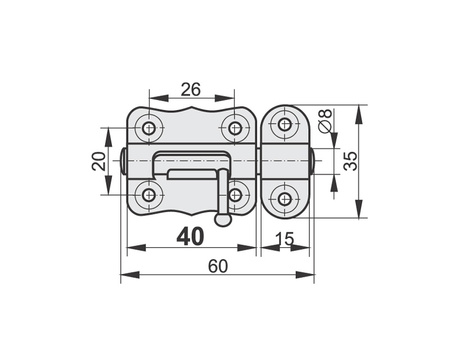 Zasuwka uniwersalna 40 mm