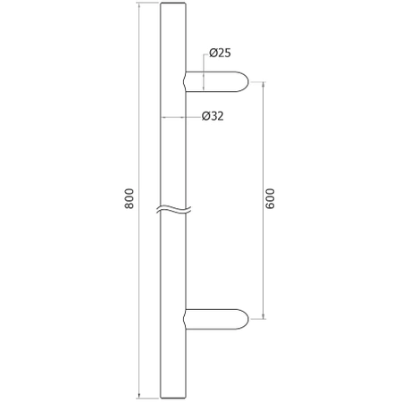 Pochwyt - antaba jednostronny okrągły Fi32x800 mm satyna