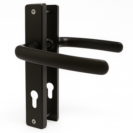 Klamko - klamka ekonomiczna z szyldem 90 mm czarna