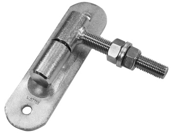 Zawias regulowany toczony Fi27 z kulką M16 z szyldem 180x50x5 mm