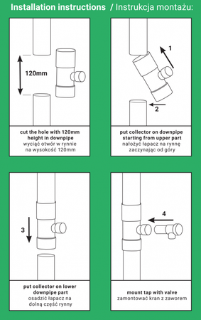 Zbieracz wody deszczowej z zaworem 80 mm brązowy