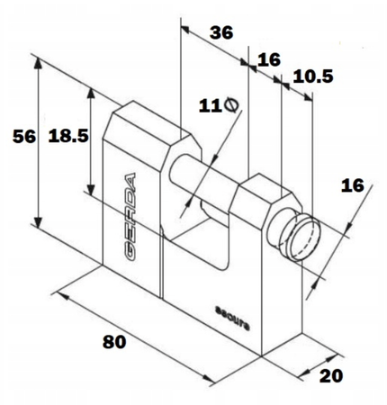 Kłódka trzpieniowa wzmocniona 80 niklowana
