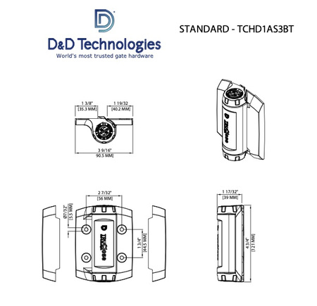 Zawiasy samozamykające TCHD1AS3BT 9-25 mm/70 kg do ciężkich bram - 2 szt