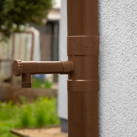 Zbieracz wody deszczowej z zaworem 90 mm brązowy