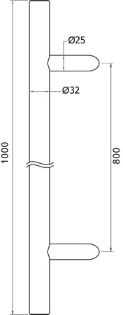 Pochwyt - antaba jednostronny okrągły Fi32x1000 mm satyna