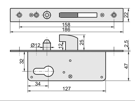 Zamek Hakowy H-50 z trzpieniem naprowadzającym
