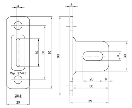 Mocowanie przęsła ogrodzeniowego w kształcie T czarne