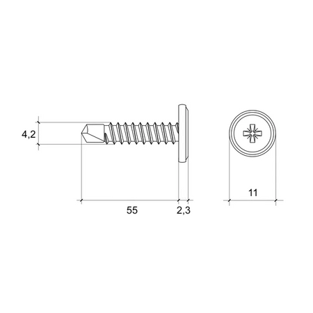 Wkręt samowiercący podkładkowy 4,2x55 mm 300 szt