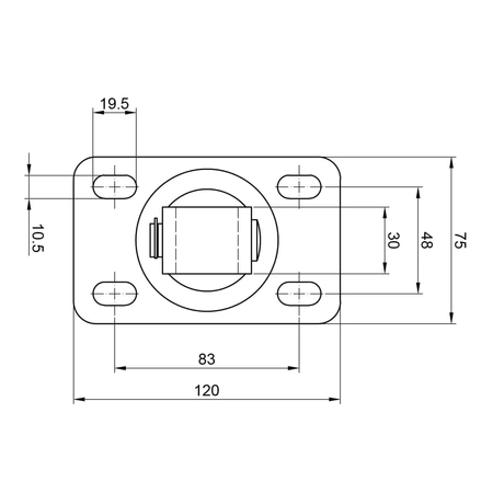 Zawias regulowany do przykręcenia M20 z szyldem 120x75x4 mm z otworami w kształcie fasoli