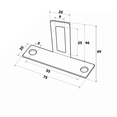 Mocowanie przęsła ogrodzeniowego w kształcie T gięte czarny