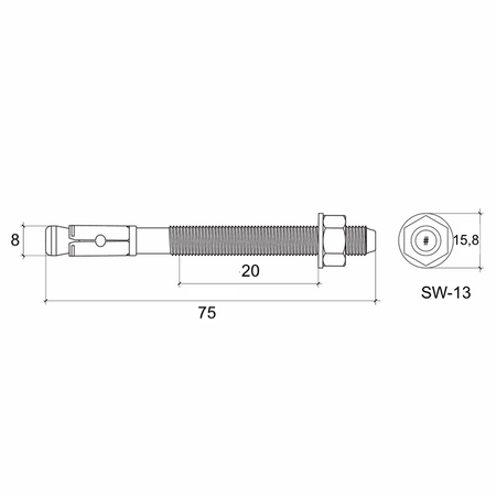 Kotwa mechaniczna ocynkowana 8x75 mm