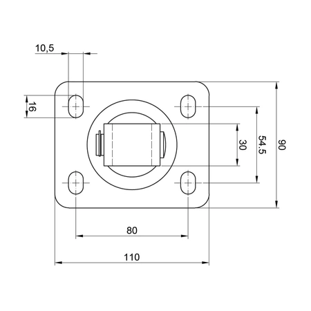 Zawias regulowany do przykręcenia M20 z szyldem 110x90x4 mm z otworami w kształcie fasoli