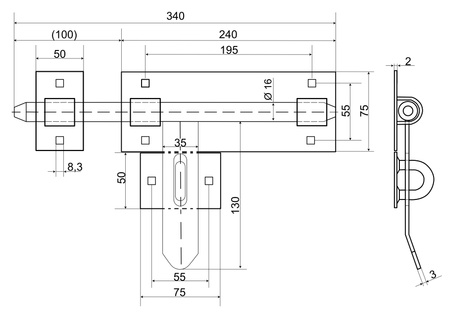 Zasuwa 340 mm ocynkowana