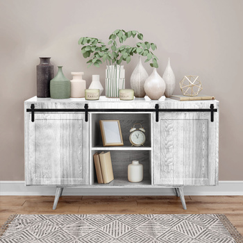 System drzwi przesuwnych dwuskrzydłowych MINI BARN DOOR wzór klasyczny szyna 1,25 m