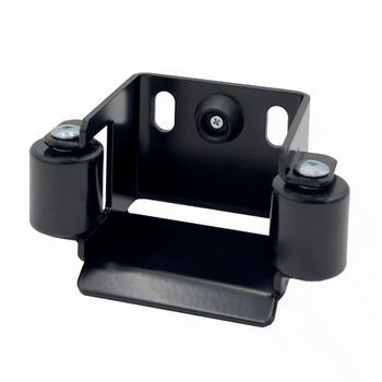 Uchwyt najazdu do profilu 70x70/80x80 mm z gumowym odbojnikiem i rolkami czarny RAL9005