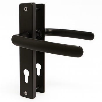 Klamko - klamka ekonomiczna z szyldem 90 mm czarna